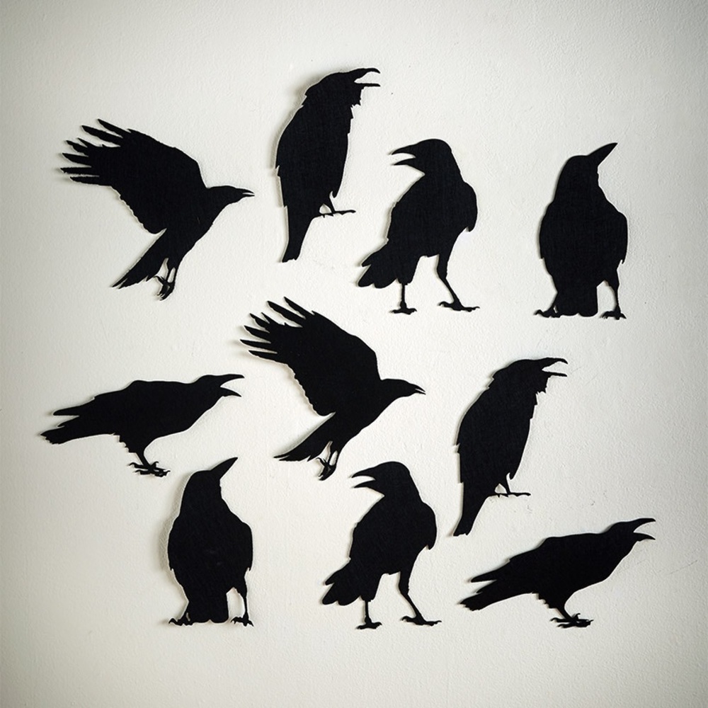 Set of Ten Crow Wall Art